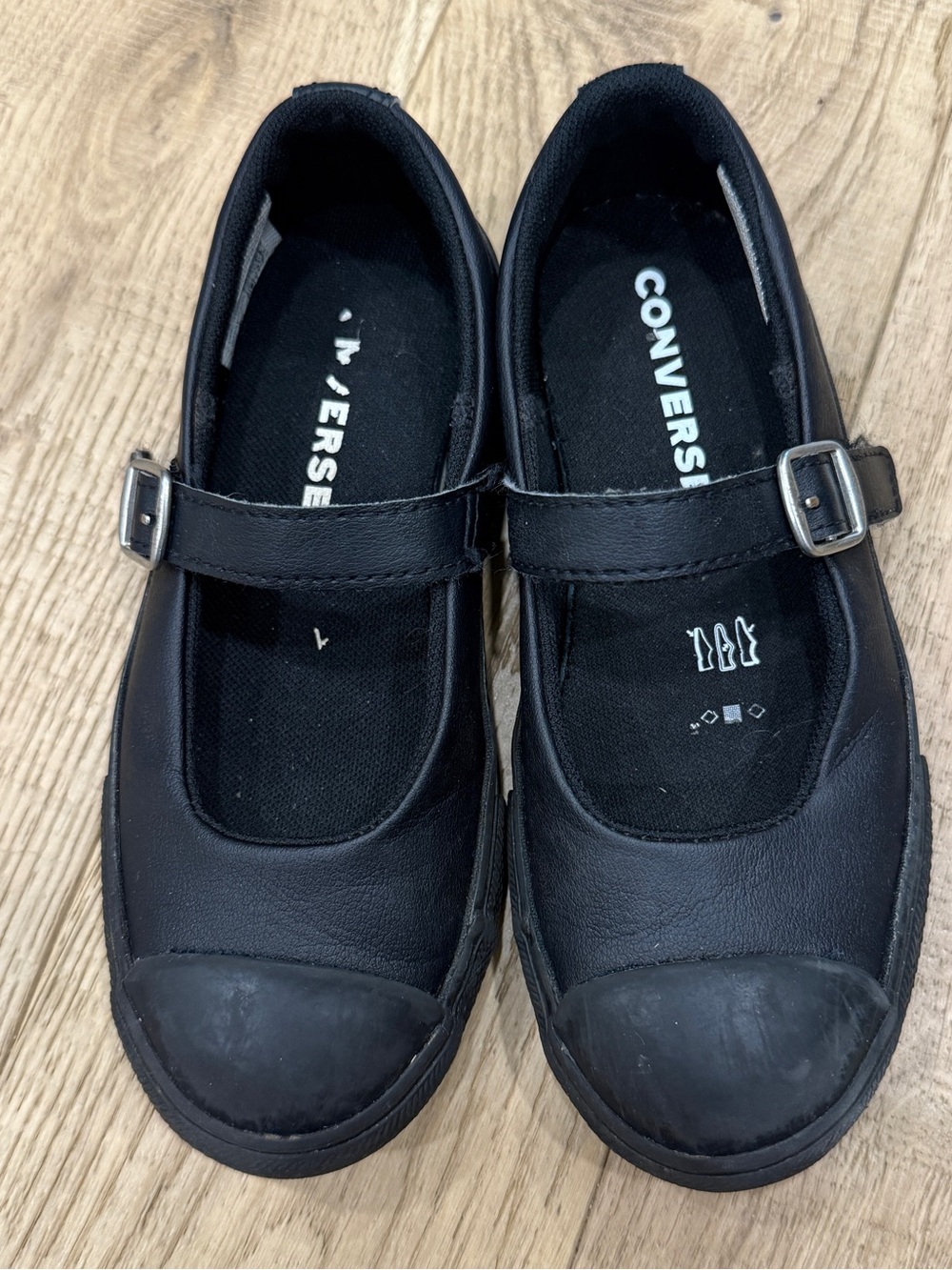 Converse Kids Black Mary Jane Strap Shoes size 12